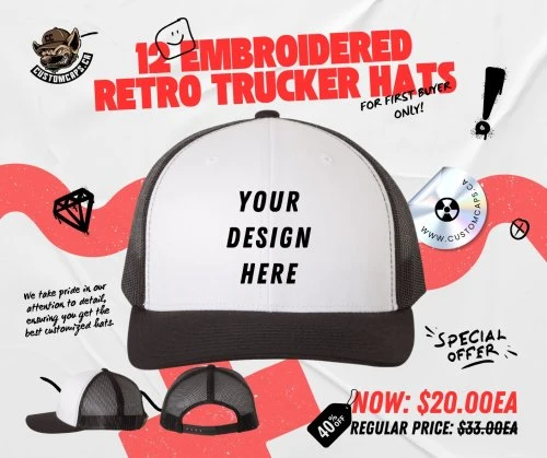 Stock Clearance Alert!
Get 40% OFF on 12 Retro Trucker Hats with YOUR logo embroidered for just $240.00 + tax (Regular Price: $396.00). Includes FREE shipping!
Colors: Black/White/Black
First buyer only - Don’t miss out!
Grab this exclusive deal NOW and rock your brand in style: https://tinyurl.com/yc8a6ppc
#LimitedOffer #TruckerHats #CustomMerch #SaleAlert #Branding #GrabItFast #Customhats Stock Clearance Alert!
Get 40% OFF on 12 Retro Trucker Hats with YOUR logo embroidered for just $240.00 + tax (Regular Price: $396.00). Includes FREE shipping!
Colors: Black/White/Black
First buyer only - Don’t miss out!
Grab this exclusive deal NOW and rock your brand in style: https://tinyurl.com/yc8a6ppc
#LimitedOffer #TruckerHats #CustomMerch #SaleAlert #Branding #GrabItFast #Customhats