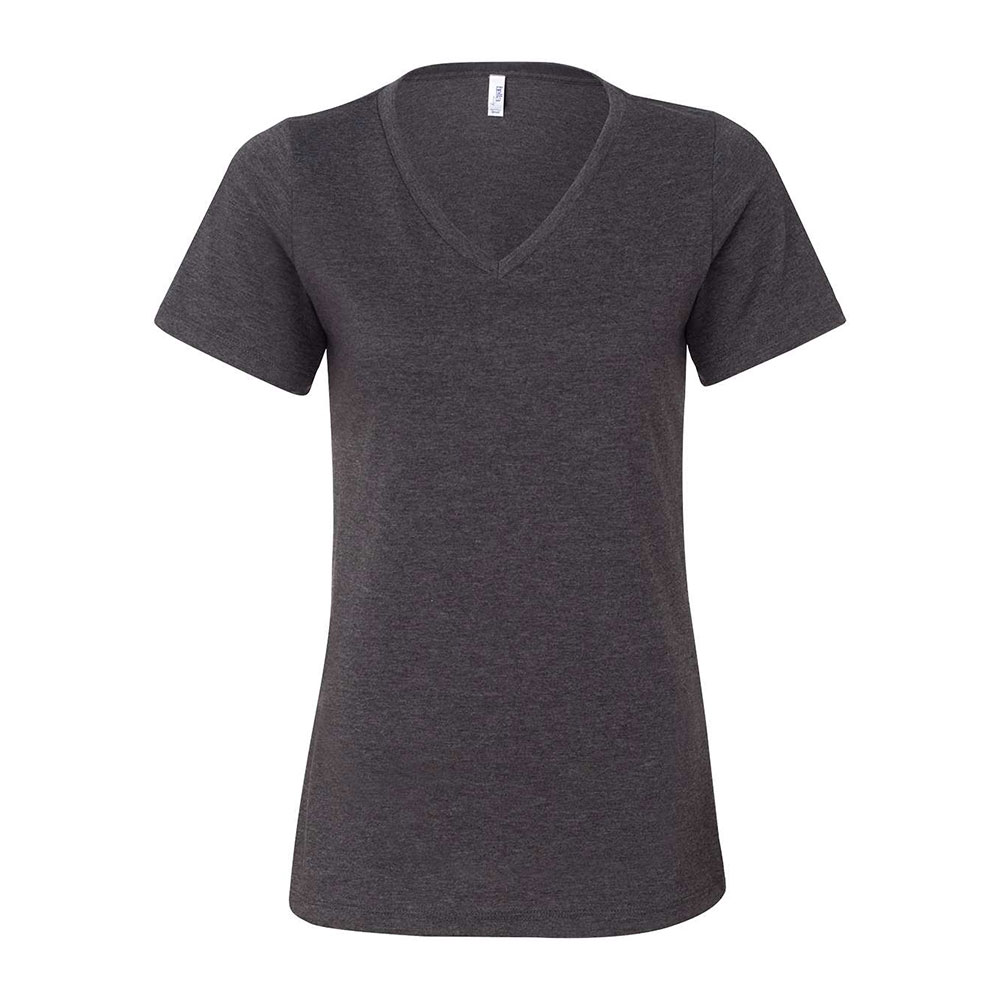 CUSTOM BELLA + CANVAS WOMENS RELAXED HEATHER CVC V-NECK TEE